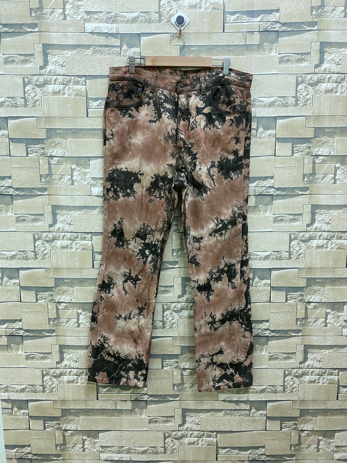 Levi's × Vintage Vintage Levi's 501 Tye Dye Crumple Smoked Denim Jeans Size US 34 / EU 50 - 1 Thumbnail