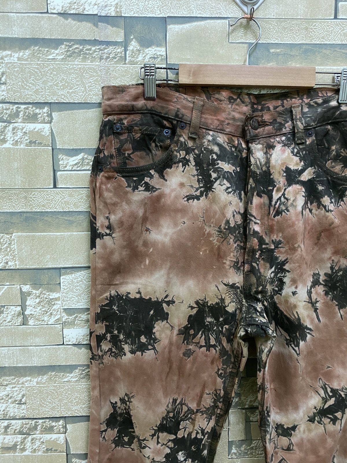 Levi's × Vintage Vintage Levi's 501 Tye Dye Crumple Smoked Denim Jeans Size US 34 / EU 50 - 4 Thumbnail