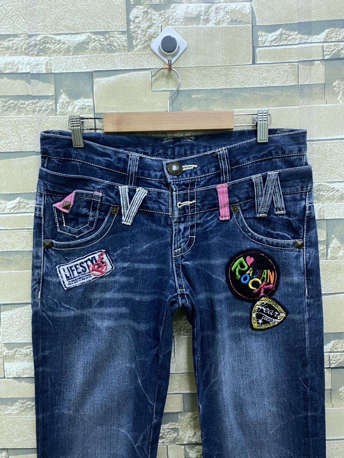 Designer × Japanese Brand × Vintage Vintage REALISM Double Waist Low Rise Patches Acid Wash Size US 30 / EU 46 - 3 Thumbnail