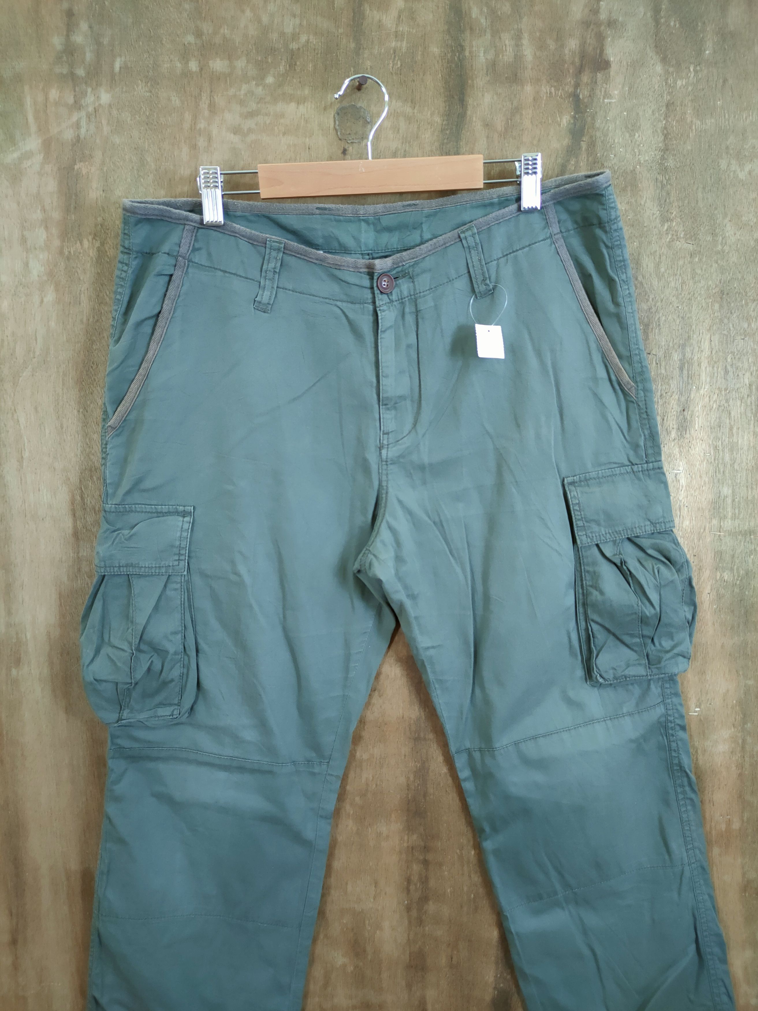 Japanese Brand DLL Takeo Kikochi Green Cargo Multipocket pants #1132 Size US 34 / EU 50 - 4 Thumbnail