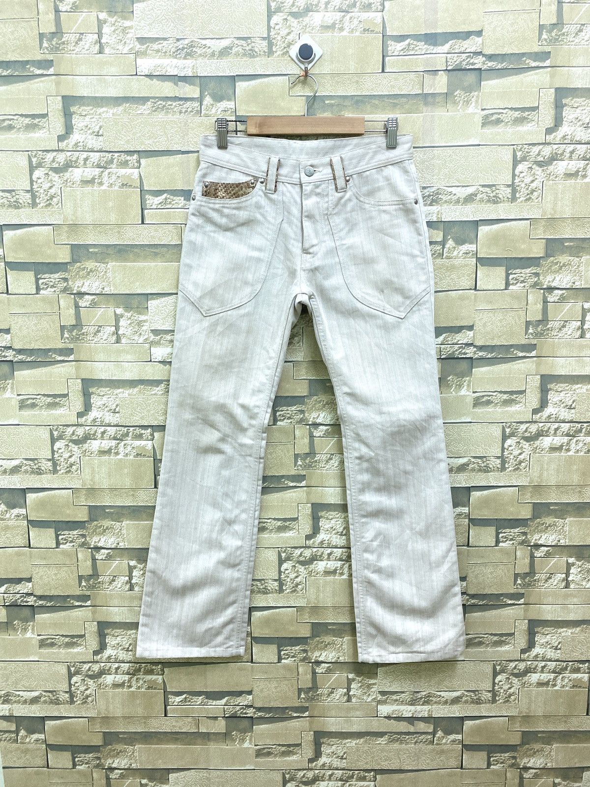 Designer × Japanese Brand × Vintage TAKIAQ Japan Flared Bootcut Striped Snake Skin Pants Size US 28 / EU 44 - 2 Thumbnail