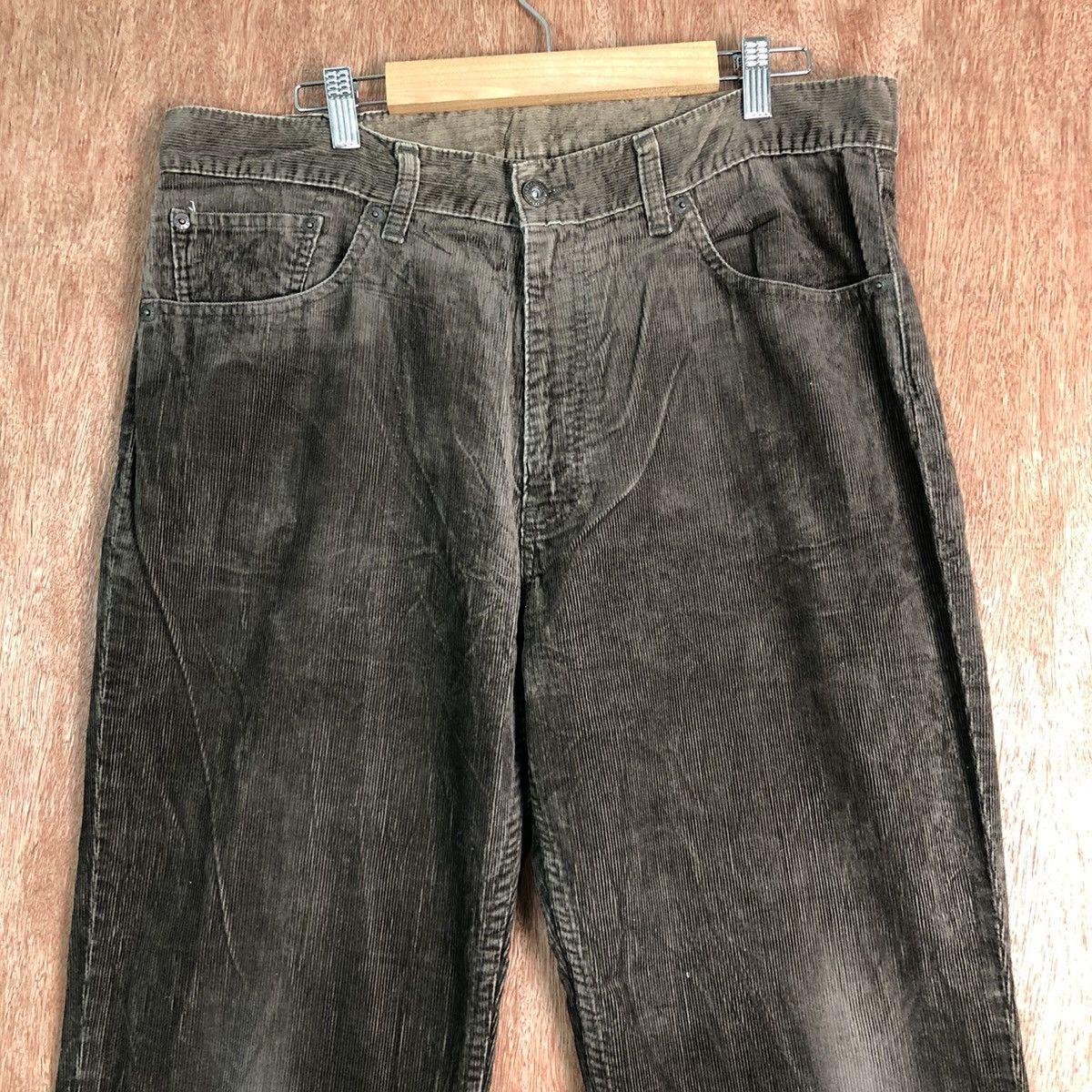 Levi's DLL Levi’s Corduroy Dark Brown Denim Pants #c116 Size US 35 - 2 Thumbnail