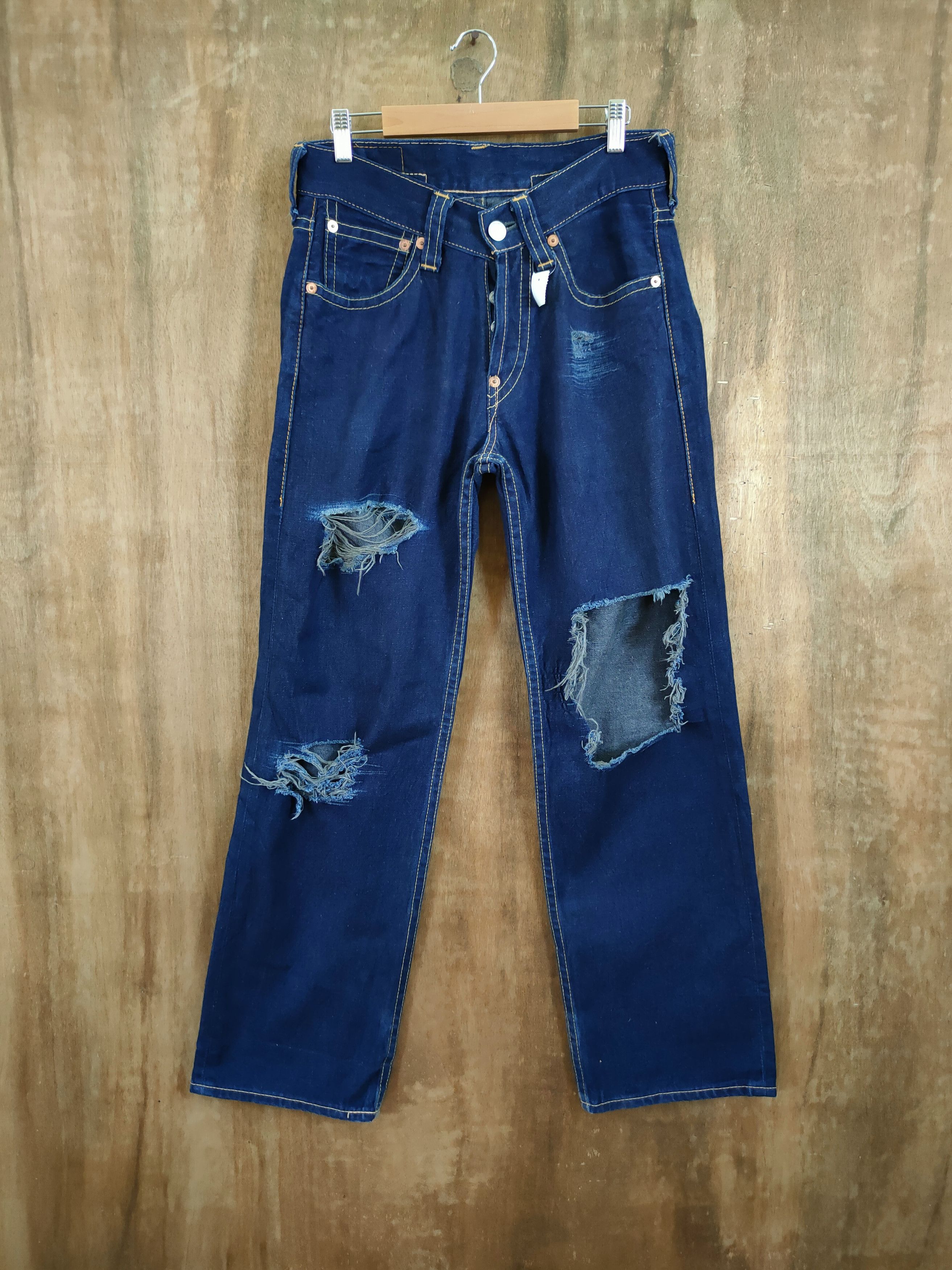 image of Distressed Denim Buckle Back Jeans 46-966, Men's (Size 30)