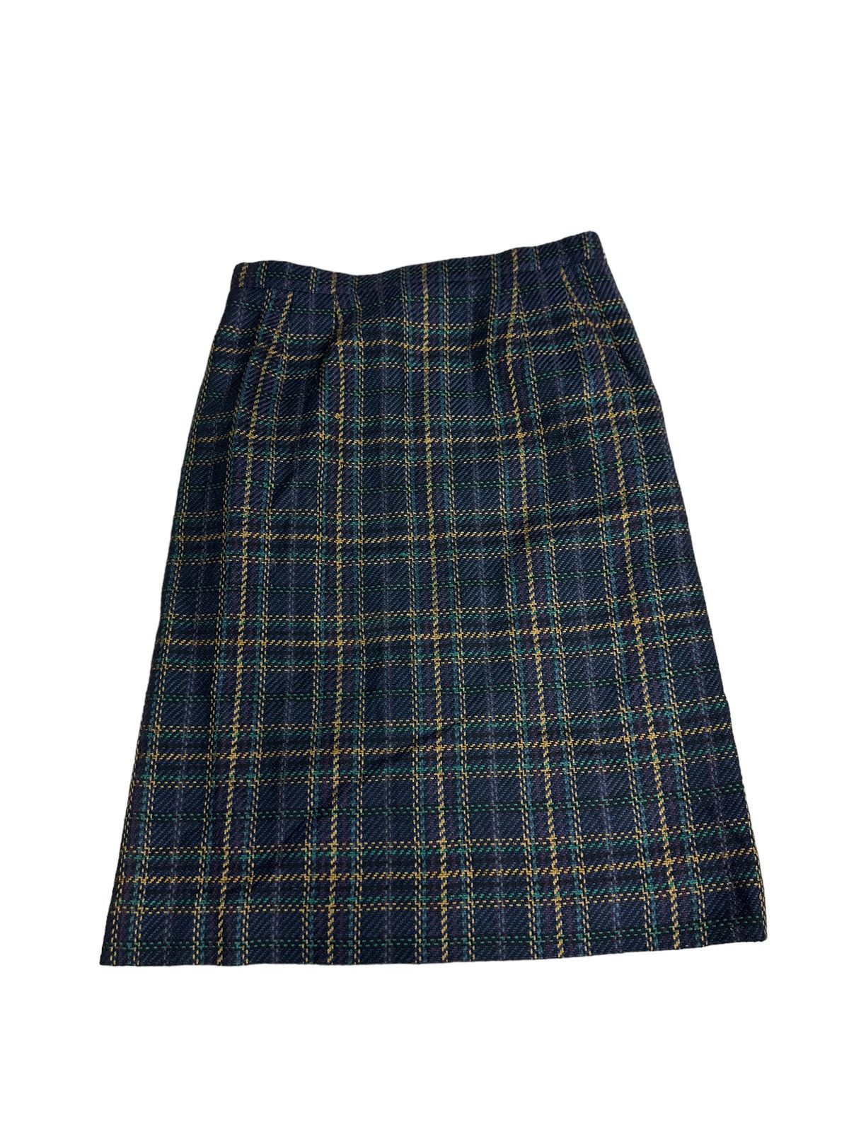 image of Burberry Checkered Skirt in Blue Green, Women's (Size 32)