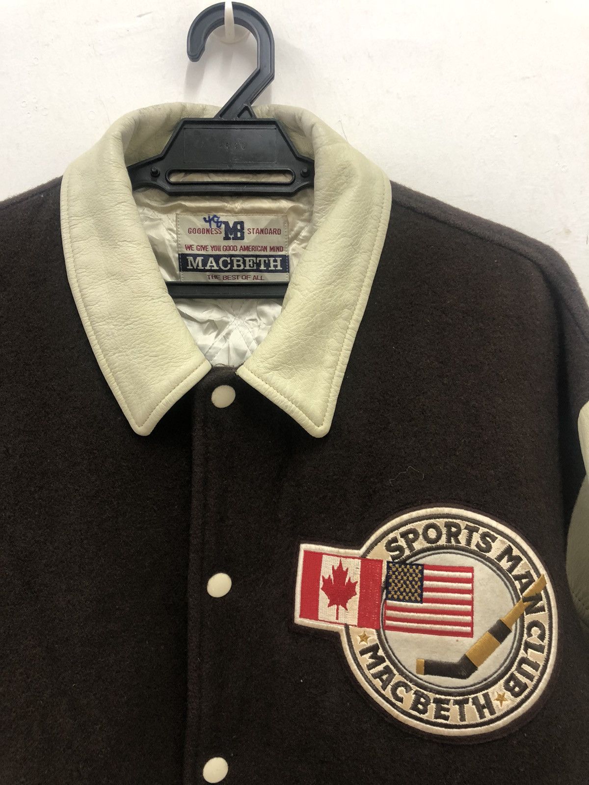 Macbeth Vintage MACBETH Spell Out Big Logo Varsity Leather Jacket Size US L / EU 52-54 / 3 - 4 Thumbnail