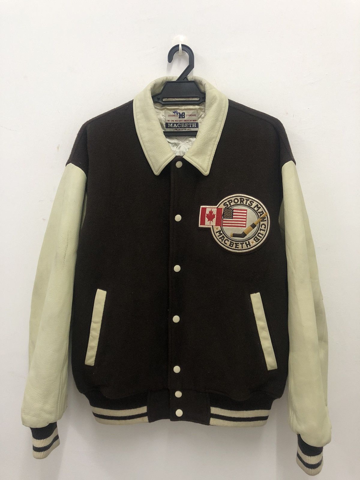 Macbeth Vintage MACBETH Spell Out Big Logo Varsity Leather Jacket Size US L / EU 52-54 / 3 - 3 Thumbnail