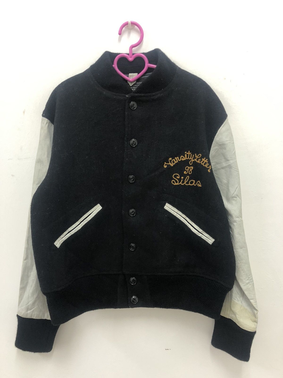 image of Silas Japan Varsity Bomber in Black, Men's (Size Medium)