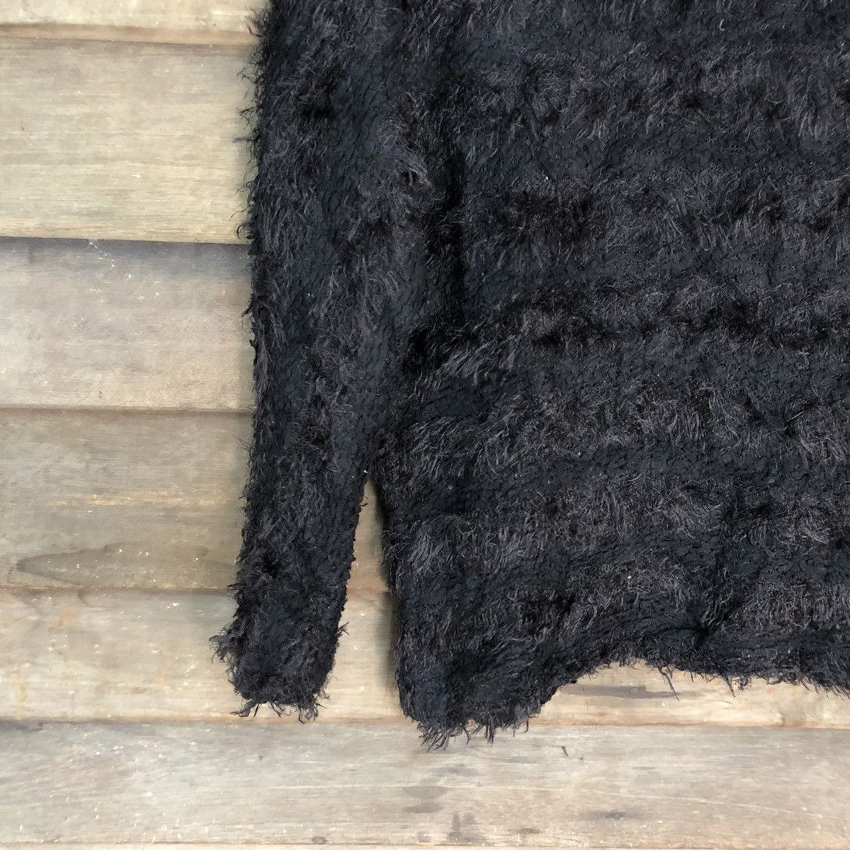 Homespun Knitwear × Japanese Brand Lady Bird Black Stripe Shag Shaggy Fur Mohair Knitwear #6995 Size M / US 6-8 / IT 42-44 - 4 Thumbnail