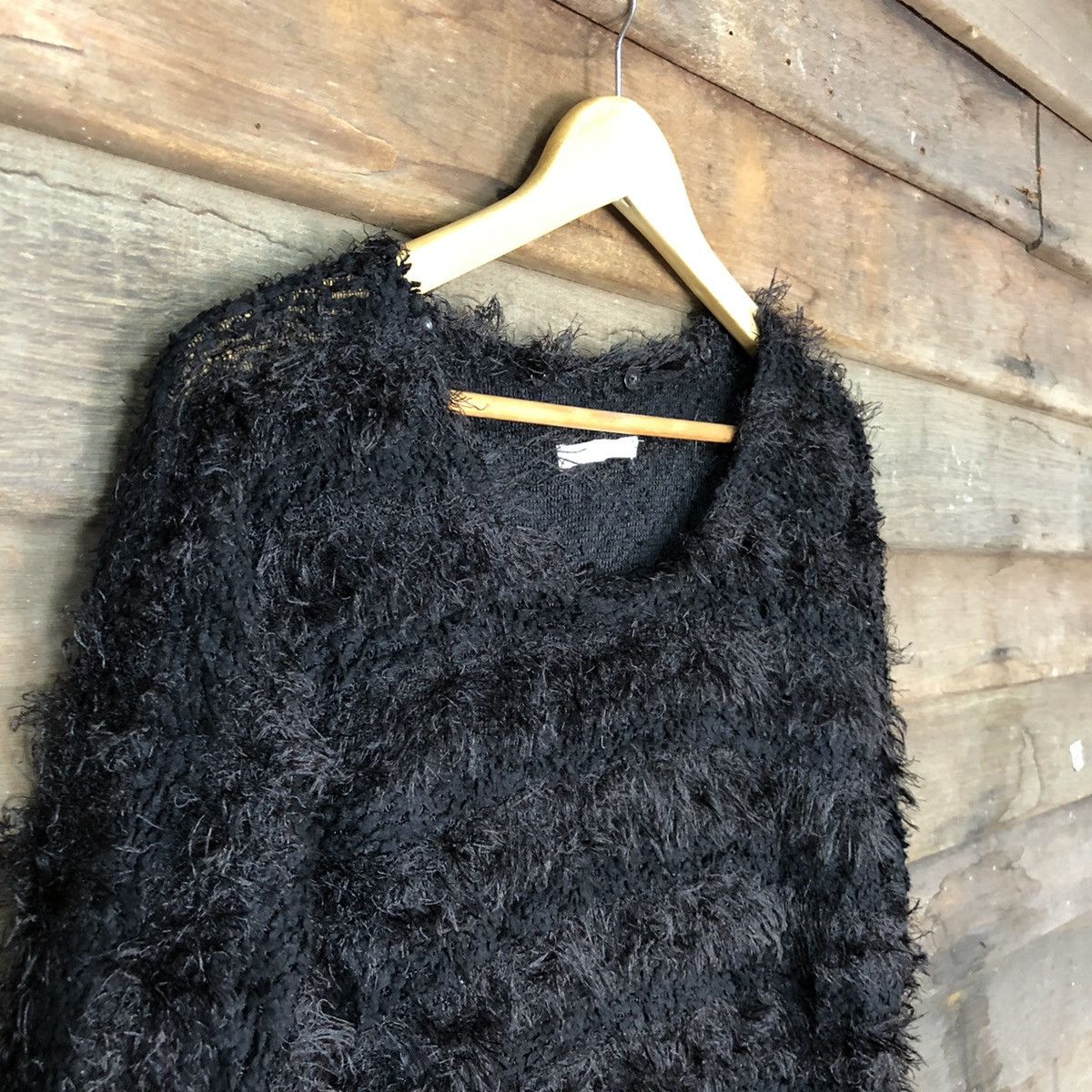 Homespun Knitwear × Japanese Brand Lady Bird Black Stripe Shag Shaggy Fur Mohair Knitwear #6995 Size M / US 6-8 / IT 42-44 - 6 Thumbnail