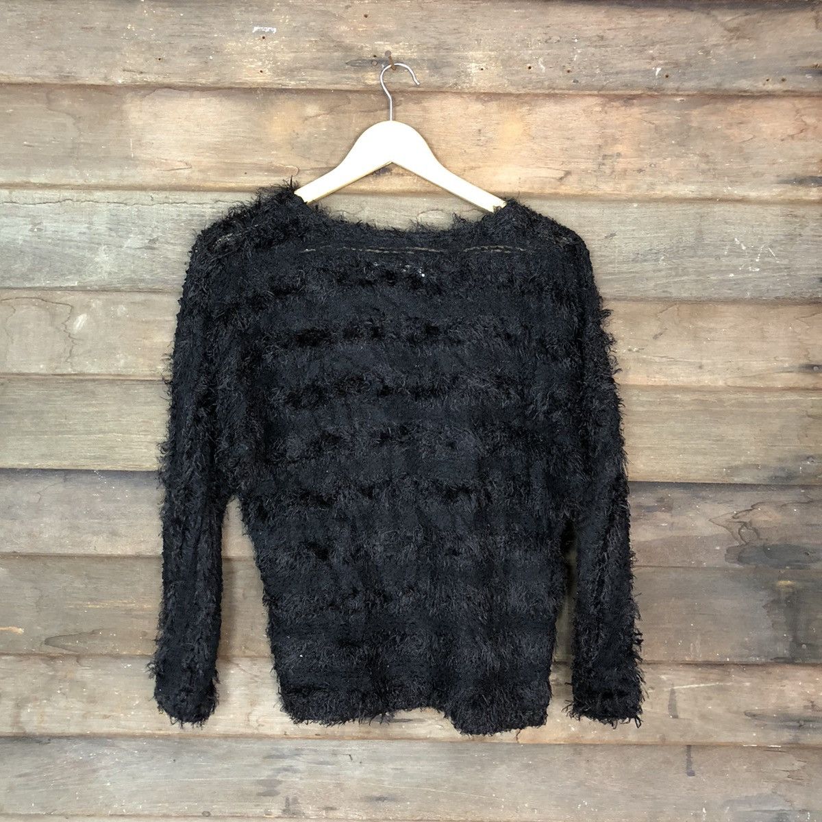 Homespun Knitwear × Japanese Brand Lady Bird Black Stripe Shag Shaggy Fur Mohair Knitwear #6995 Size M / US 6-8 / IT 42-44 - 9 Thumbnail