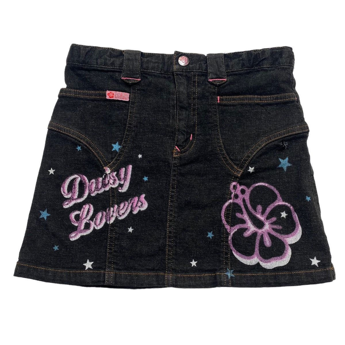 Angel Blue 1990s Daisy Lovers - Hibiscus Mini Skirt Denim Size 25" / US 0 / IT 36 - 1 Thumbnail