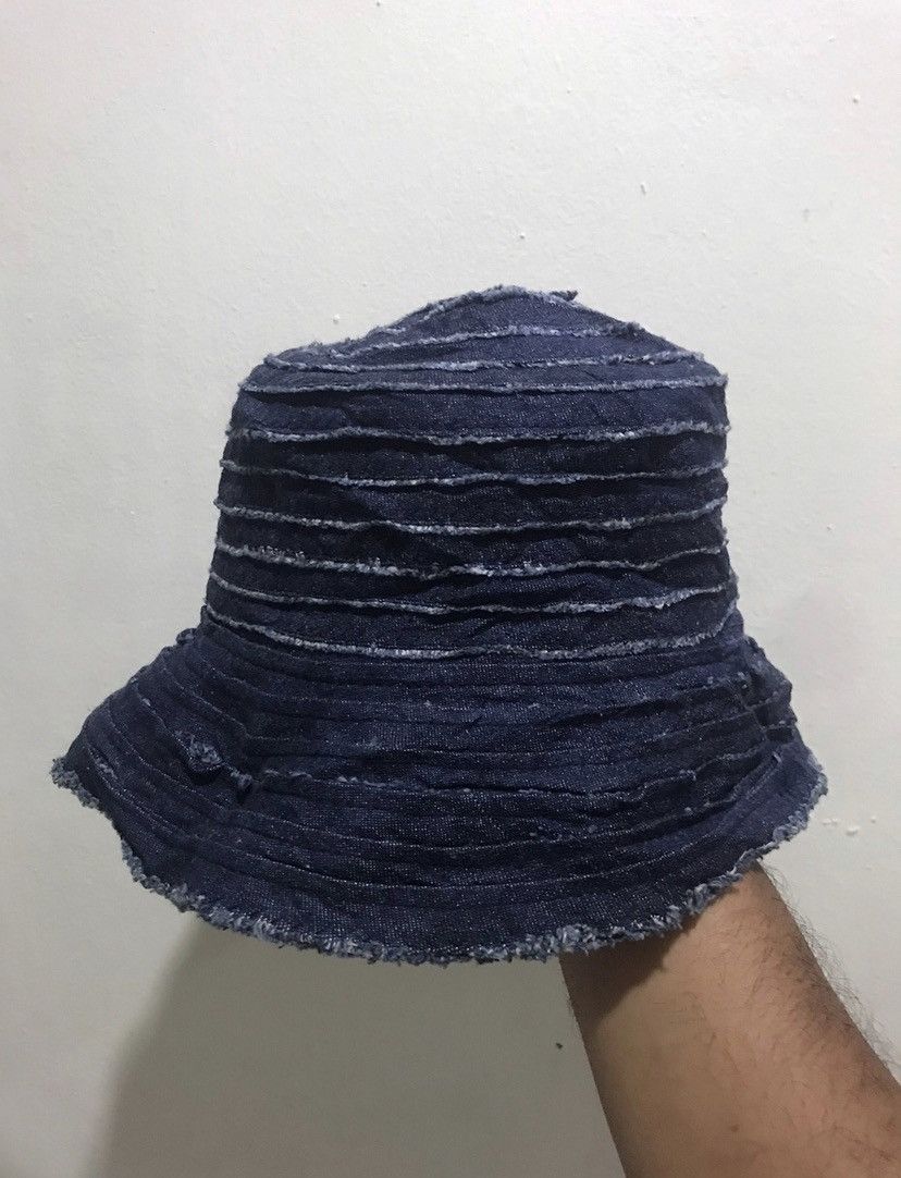 image of Vintage Distress Sugai Denim Japanese Style Bucket Hat in Blue Denim, Men's