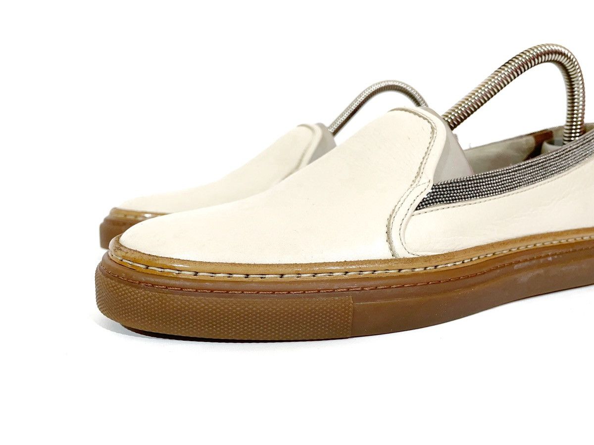 Brunello Cucinelli Brunello Cucinelli Women Beige Leather Slip On Shoes Size 37 Size US 7 / IT 37 - 3 Thumbnail