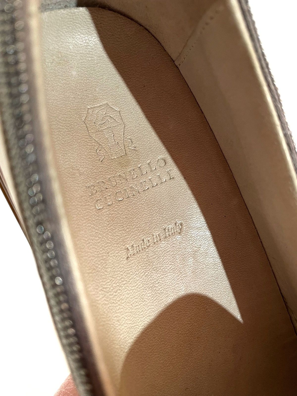 Brunello Cucinelli Brunello Cucinelli Women Beige Leather Slip On Shoes Size 37 Size US 7 / IT 37 - 8 Thumbnail