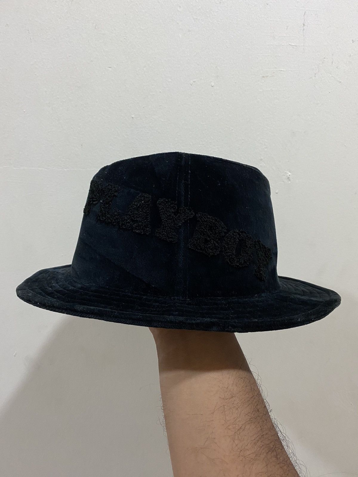 image of Playboy All Black Bunny Spell Out Bucket Hat, Men's