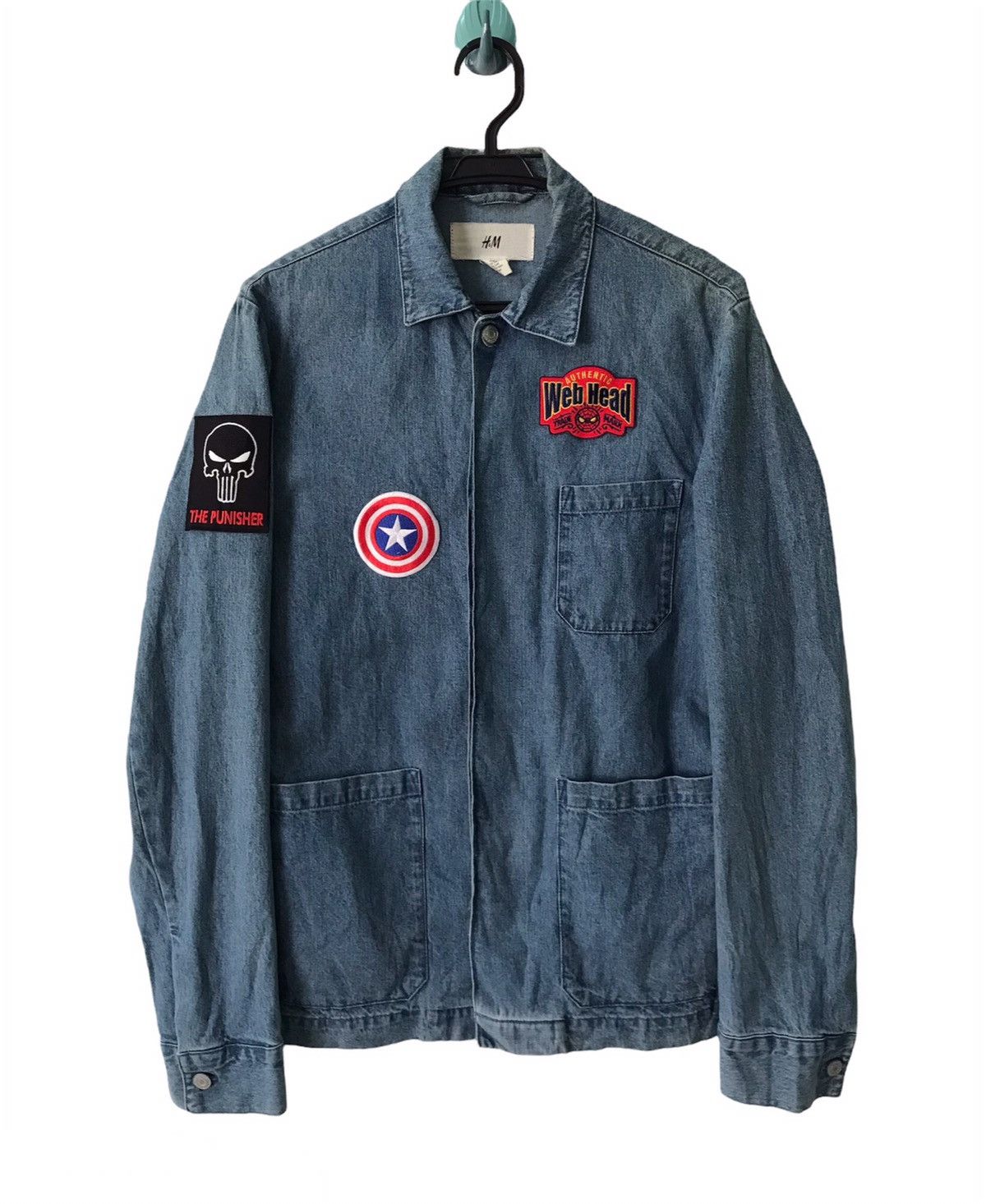 💥Steals💥H&M Denim Button Jacket With Patches