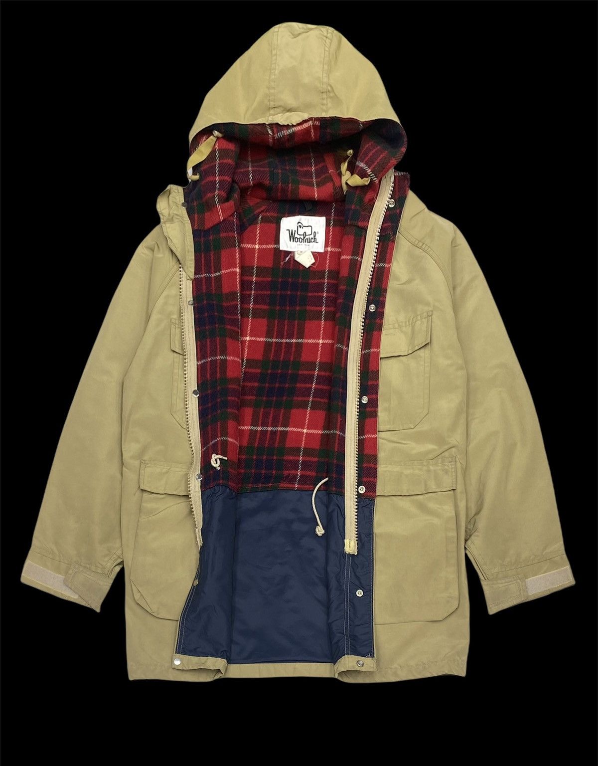 image of Vintage Woolrich Winter Hooded Parka Usa in Khakis, Men's (Size Large)