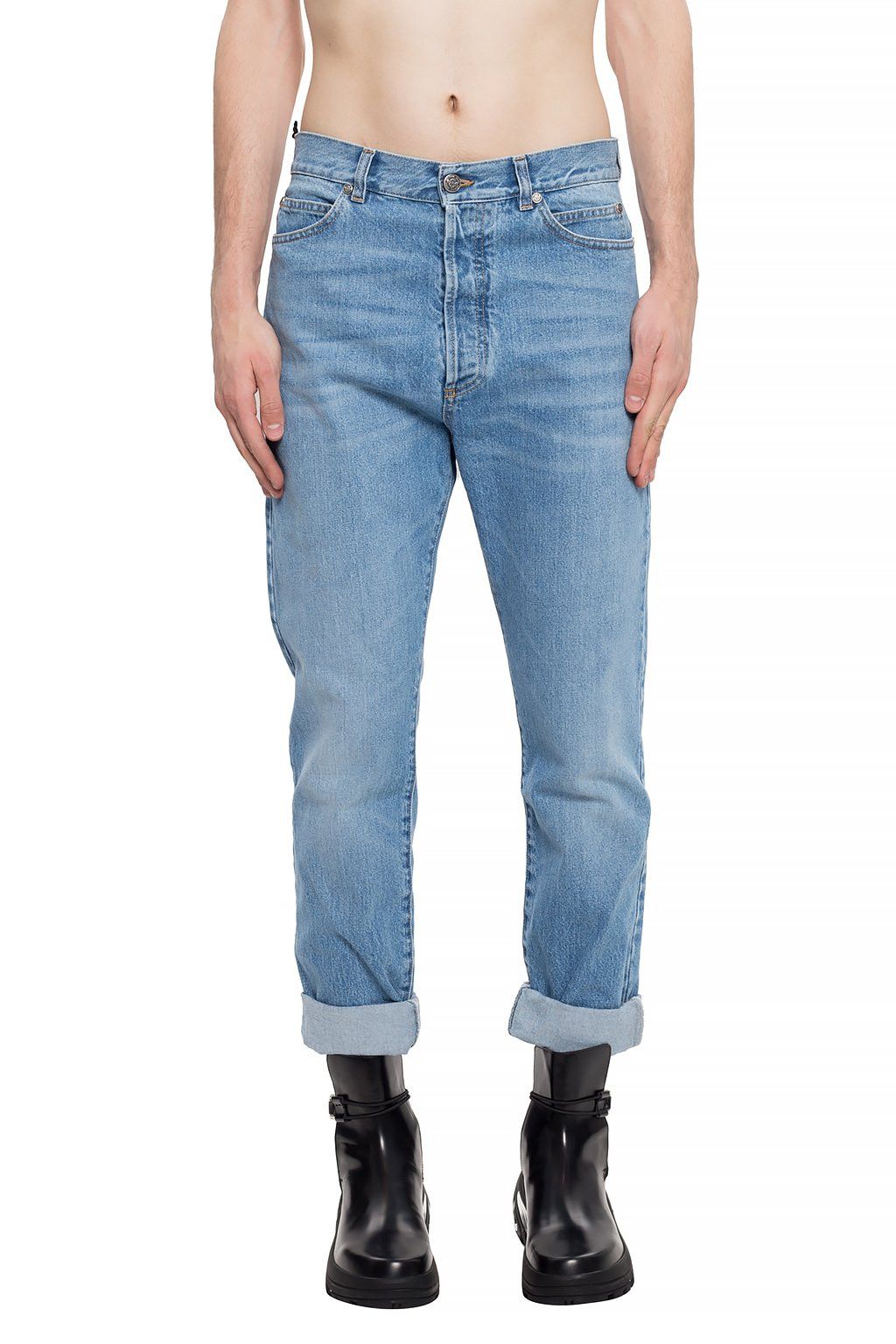 Balmain $775 BALMAIN Paris turn up cuffs blue jeans 32 US / 48 EU Size US 32 / EU 48 - 1 Thumbnail