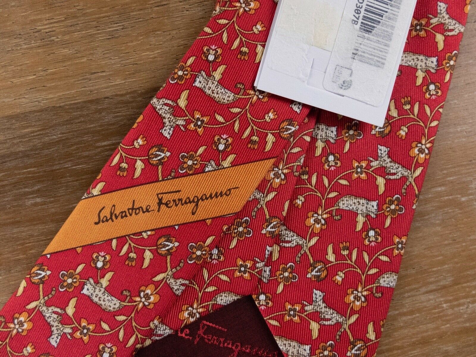 Salvatore Ferragamo SALVATORE FERRAGAMO red leopard flowers print silk tie NWT Size ONE SIZE - 3 Thumbnail