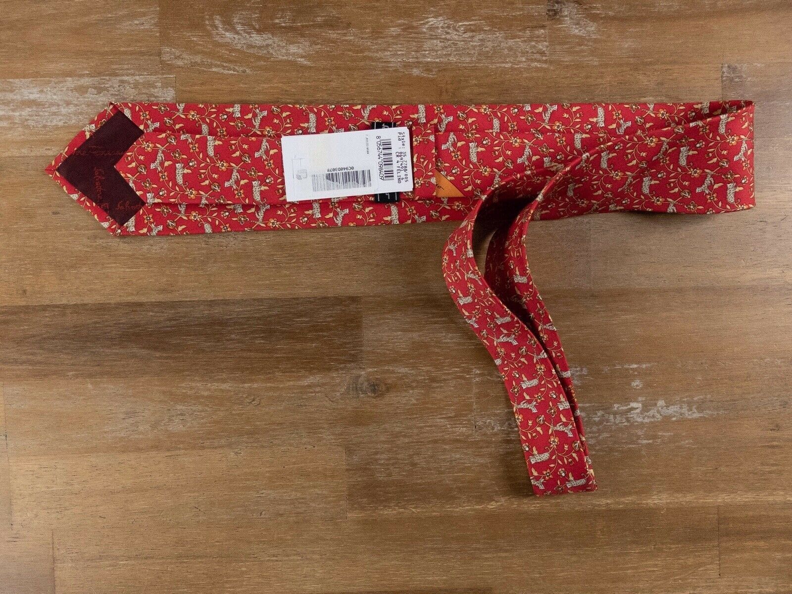 Salvatore Ferragamo SALVATORE FERRAGAMO red leopard flowers print silk tie NWT Size ONE SIZE - 2 Thumbnail