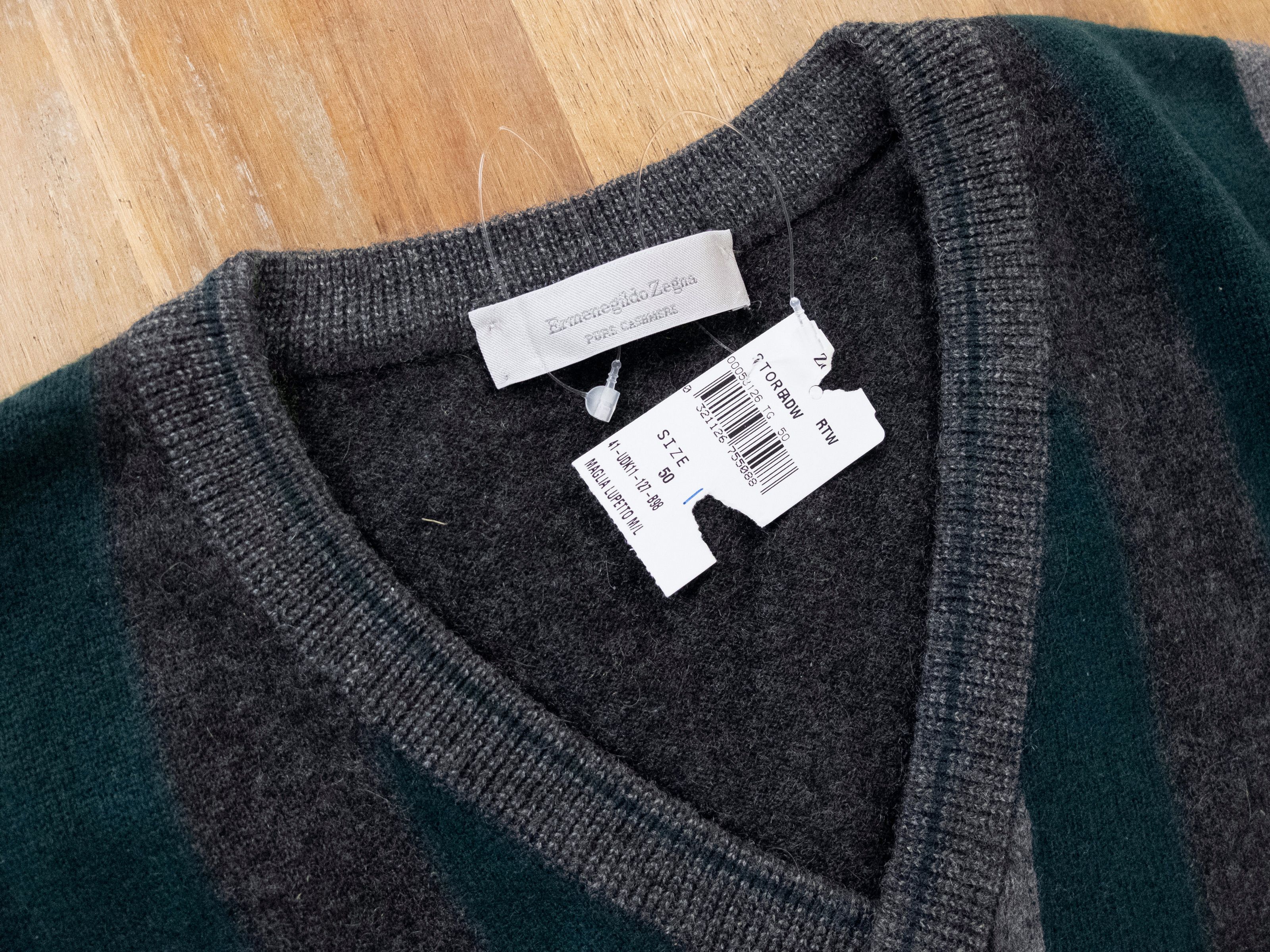 Ermenegildo Zegna ERMENEGILDO ZEGNA gray green cashmere sweater Medium 50 Size US M / EU 48-50 / 2 - 2 Thumbnail