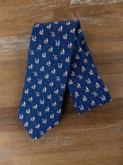 Salvatore Ferragamo SALVATORE FERRAGAMO navy blue animals on boat print ...