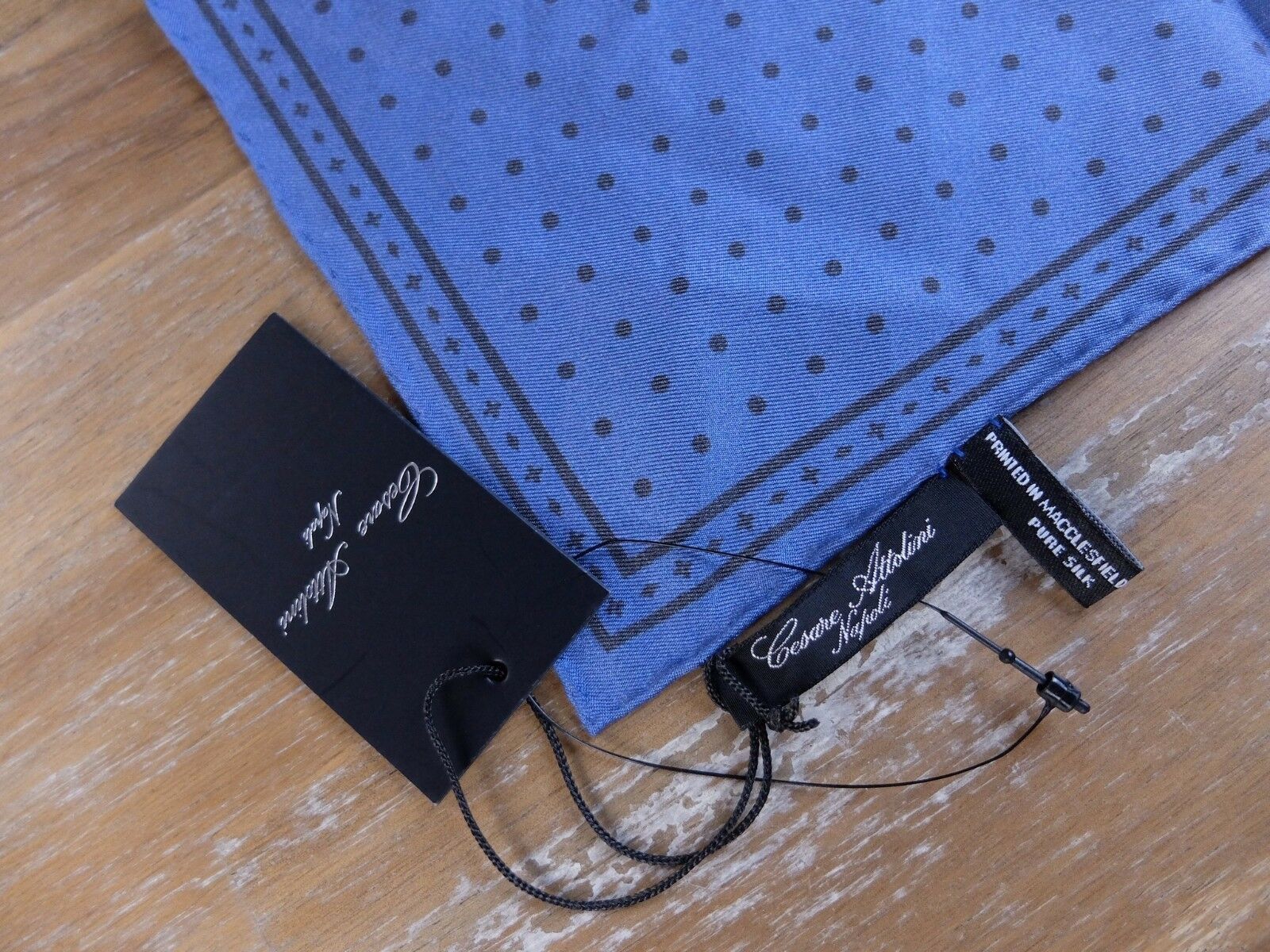 Cesare Attolini CESARE ATTOLINI blue silk polka dots pocket square q Size ONE SIZE - 2 Thumbnail
