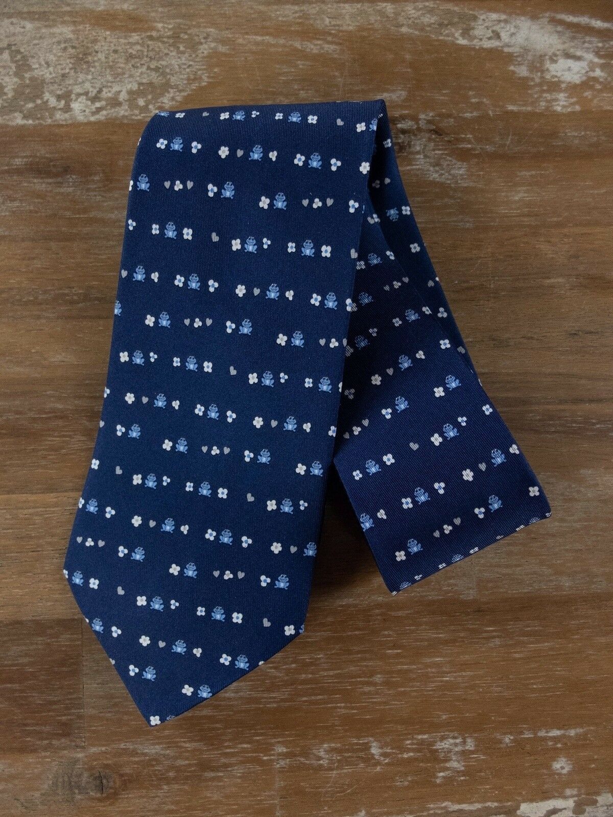 Salvatore Ferragamo SALVATORE FERRAGAMO navy blue frog flower print silk tie Size ONE SIZE - 1 Thumbnail