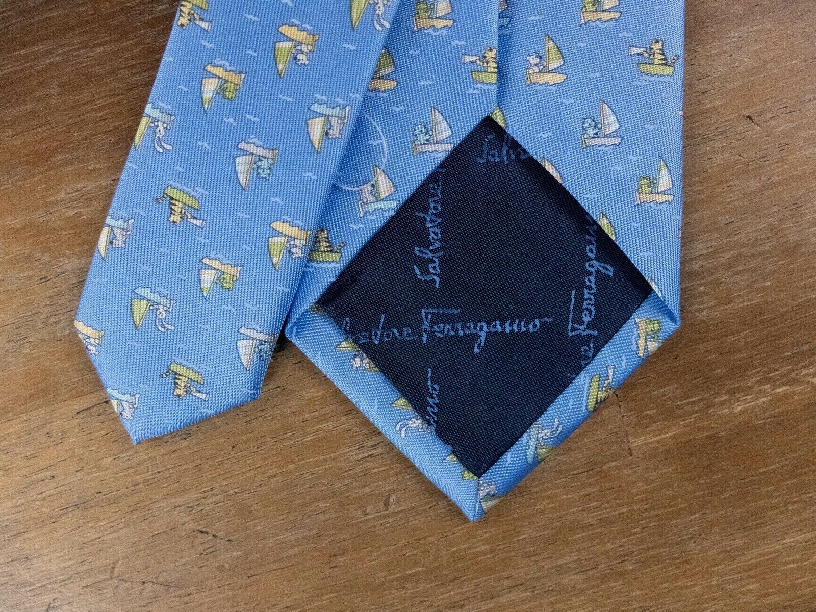 Salvatore Ferragamo SALVATORE FERRAGAMO blue animals on boat print silk tie NWT Size ONE SIZE - 4 Thumbnail