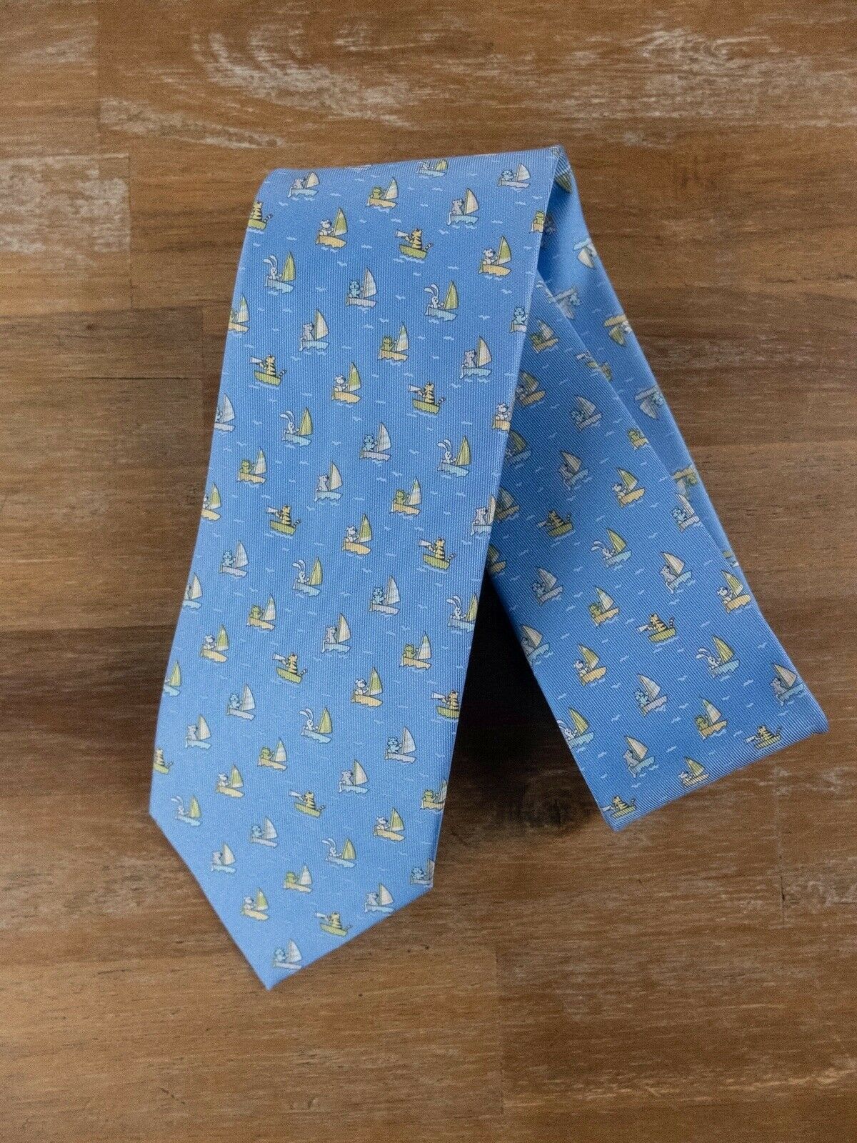 Salvatore Ferragamo SALVATORE FERRAGAMO blue animals on boat print silk tie NWT Size ONE SIZE - 1 Thumbnail
