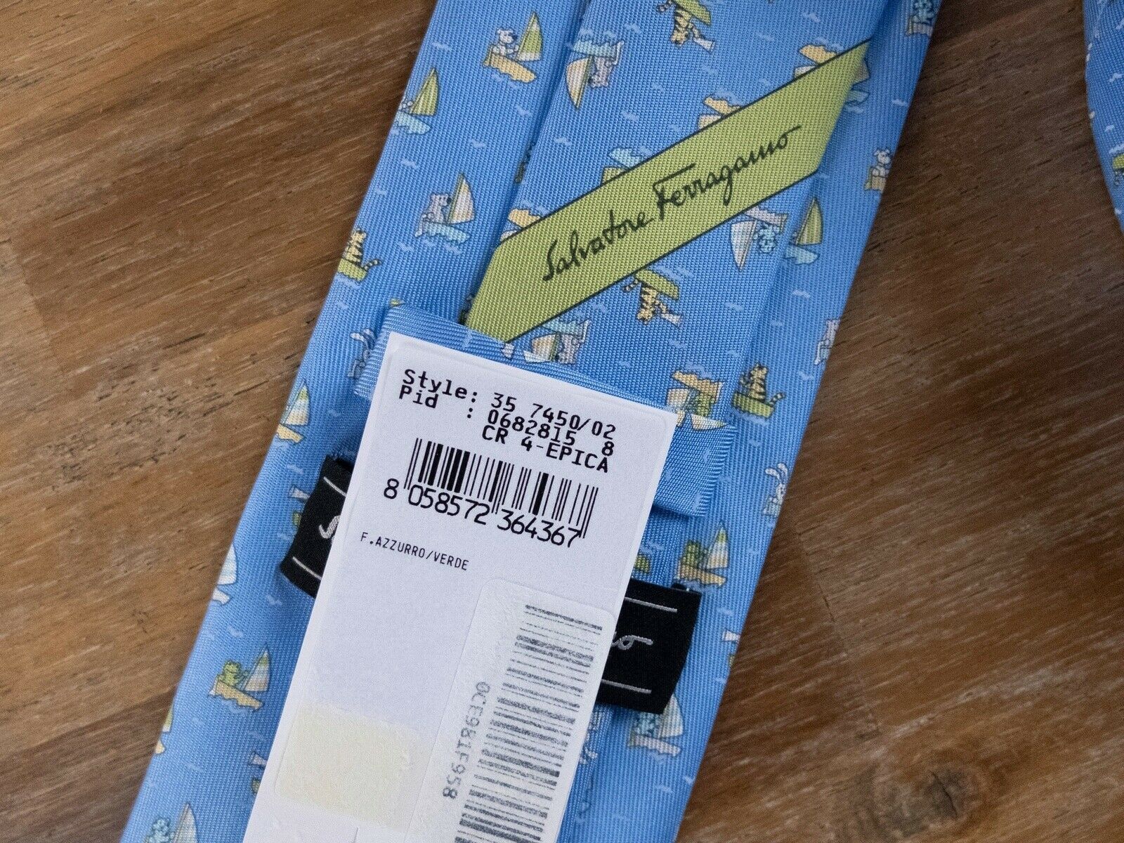 Salvatore Ferragamo SALVATORE FERRAGAMO blue animals on boat print silk tie NWT Size ONE SIZE - 3 Thumbnail