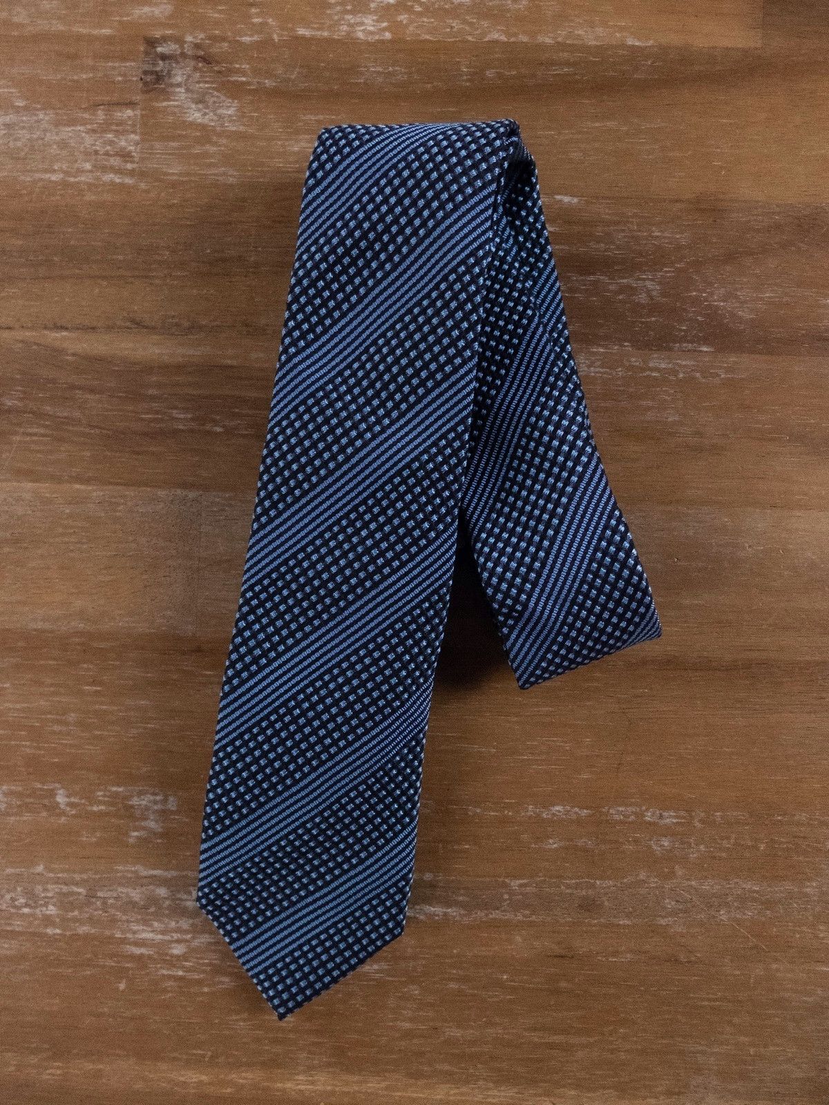 Z Zegna Z ZEGNA blue skinny striped silk cotton mix tie authentic Size ONE SIZE - 1 Thumbnail