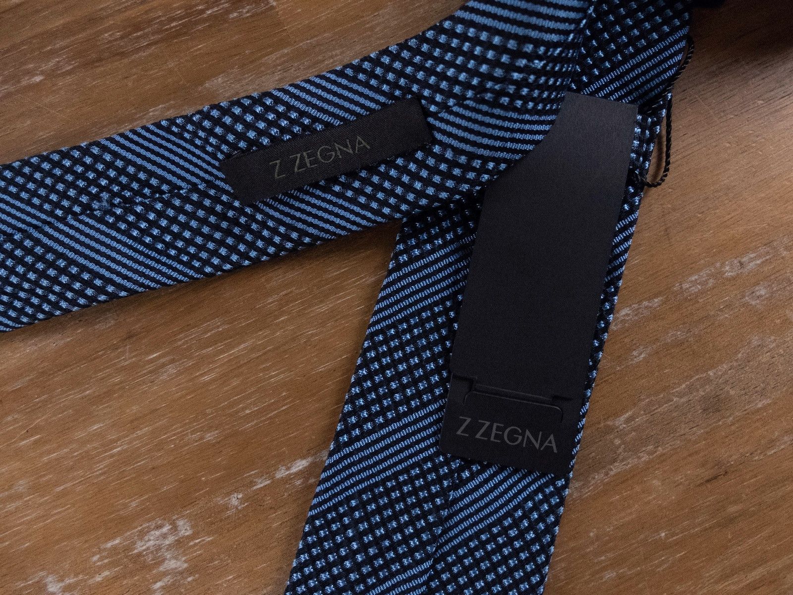 Z Zegna Z ZEGNA blue skinny striped silk cotton mix tie authentic Size ONE SIZE - 3 Thumbnail