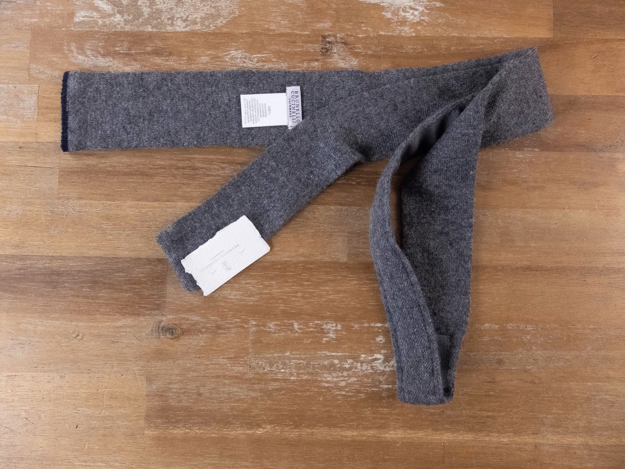 Brunello Cucinelli BRUNELLO CUCINELLI solid gray cashmere knit knitted tie Size ONE SIZE - 2 Thumbnail