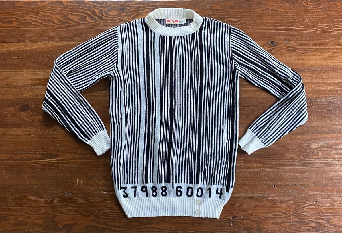 Vintage Vintage 80’s Brimwick Barcode All Over Knit Sweater Size US L / EU 52-54 / 3 - 1 Thumbnail