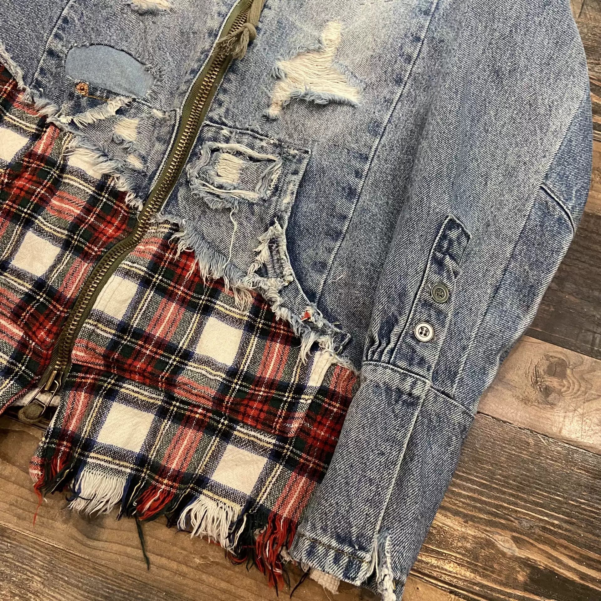 Greg Lauren Greg Lauren 18Fw 50/50 Patchwork Denim Jacket Size 1 Size US S / EU 44-46 / 1 - 7 Thumbnail