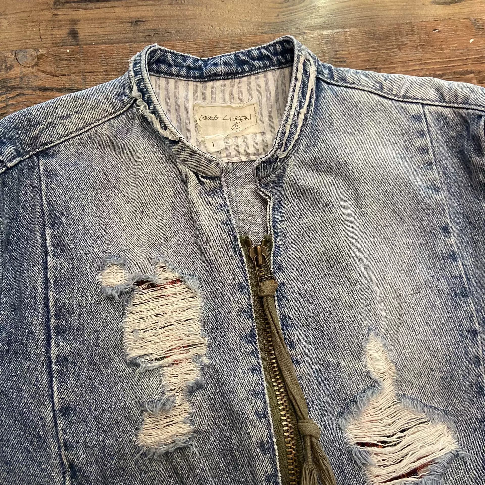Greg Lauren Greg Lauren 18Fw 50/50 Patchwork Denim Jacket Size 1 Size US S / EU 44-46 / 1 - 3 Thumbnail