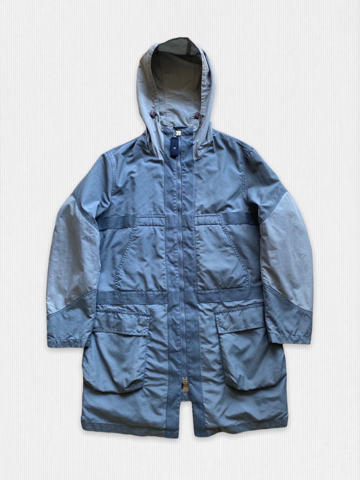 image of Armani Jeans Vintage Hooded Parka Jacket in Washed Blue, Men's (Size Large)