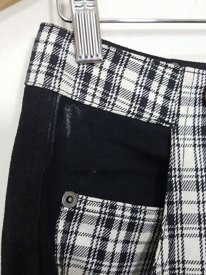 Japanese Brand Drop Crotch Tartan Black White Curve Pant By ARW Size US 29 - 13 Thumbnail