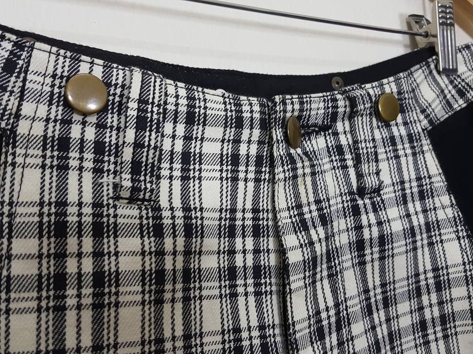 Japanese Brand Drop Crotch Tartan Black White Curve Pant By ARW Size US 29 - 6 Thumbnail