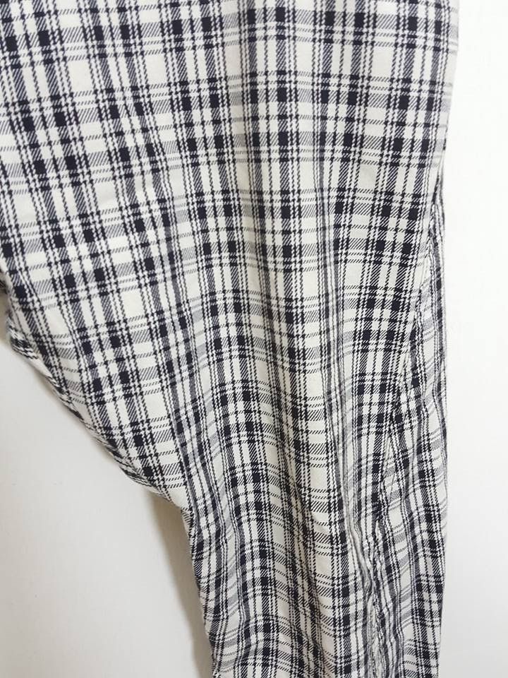 Japanese Brand Drop Crotch Tartan Black White Curve Pant By ARW Size US 29 - 7 Thumbnail