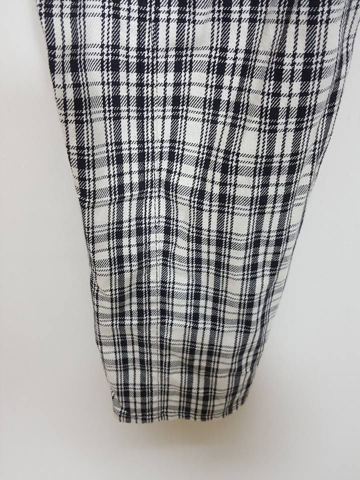 Japanese Brand Drop Crotch Tartan Black White Curve Pant By ARW Size US 29 - 10 Thumbnail