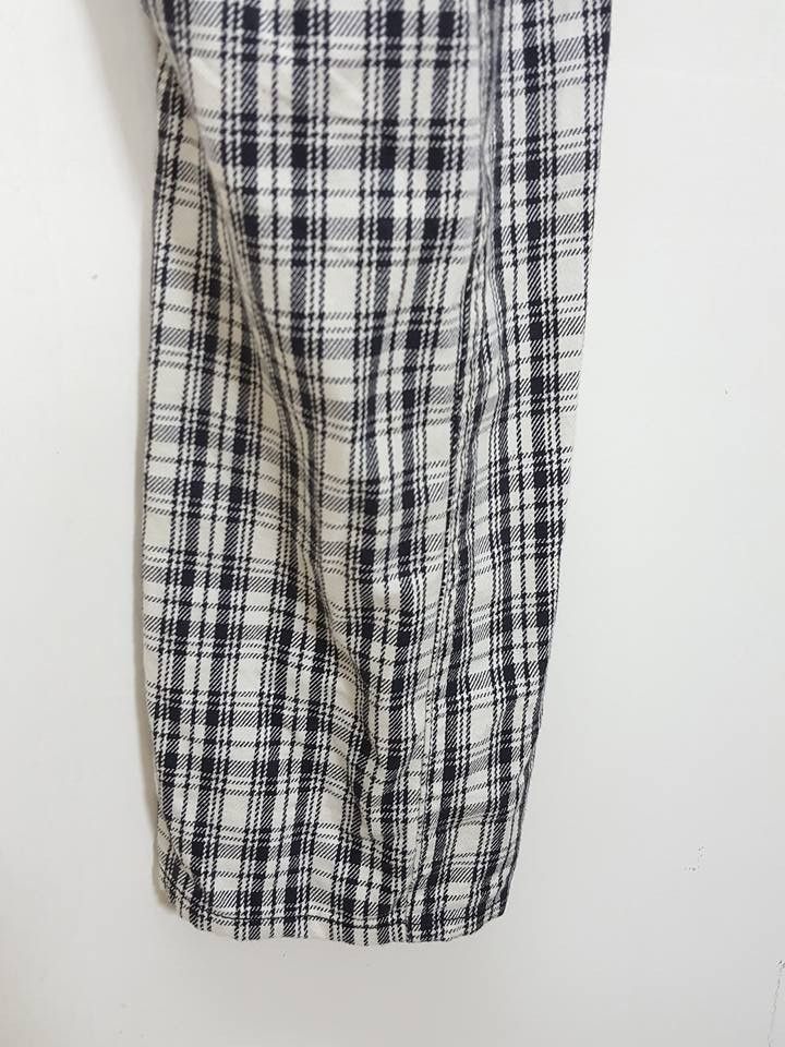 Japanese Brand Drop Crotch Tartan Black White Curve Pant By ARW Size US 29 - 8 Thumbnail