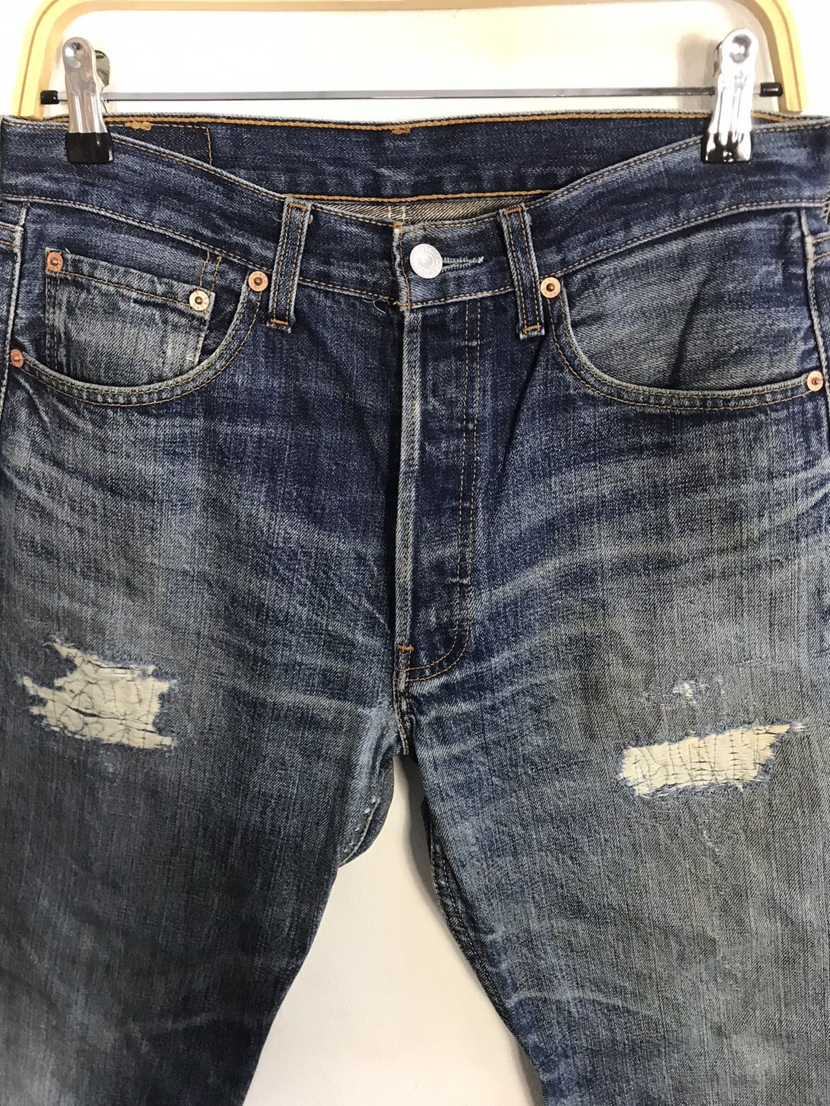 Levi's Vintage Clothing Levi's 501 Usa Buttonfly Zig Zag Custom Distressed Denim Size US 32 / EU 48 - 3 Thumbnail