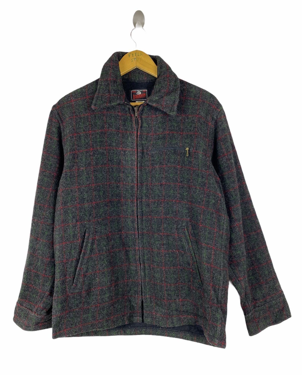 image of Vintage Johnson Woolen Mill Usa Flannel Wool Jacket in Flannel Gray, Men's (Size Medium)