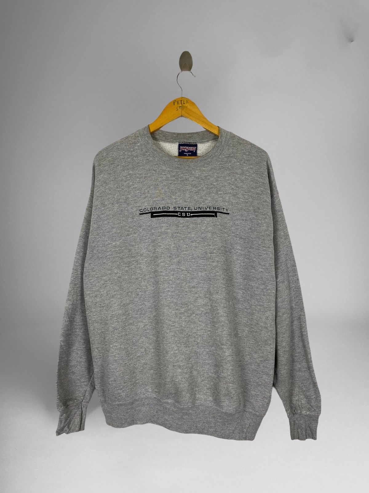 image of Vintage Jansport Colorado State University Sweater in Grey, Men's (Size Large)