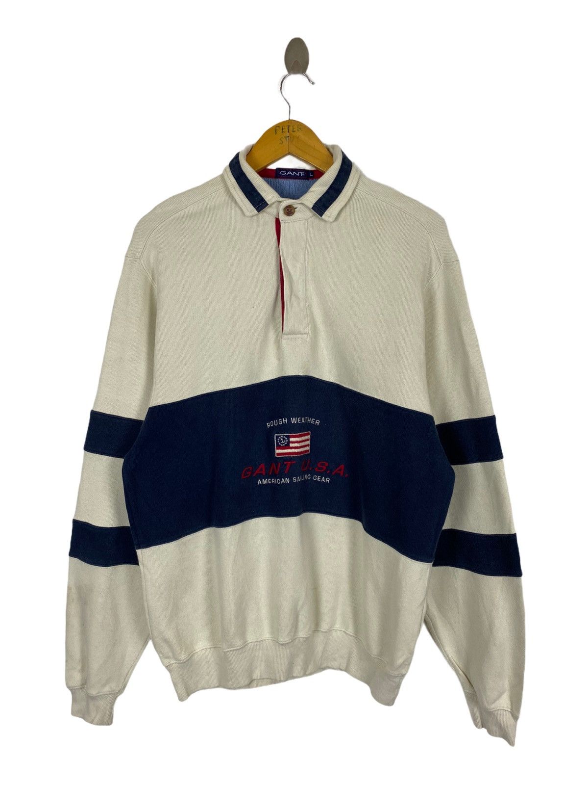 image of Vintage Gant Usa Collar Sweater in White, Men's (Size Large)