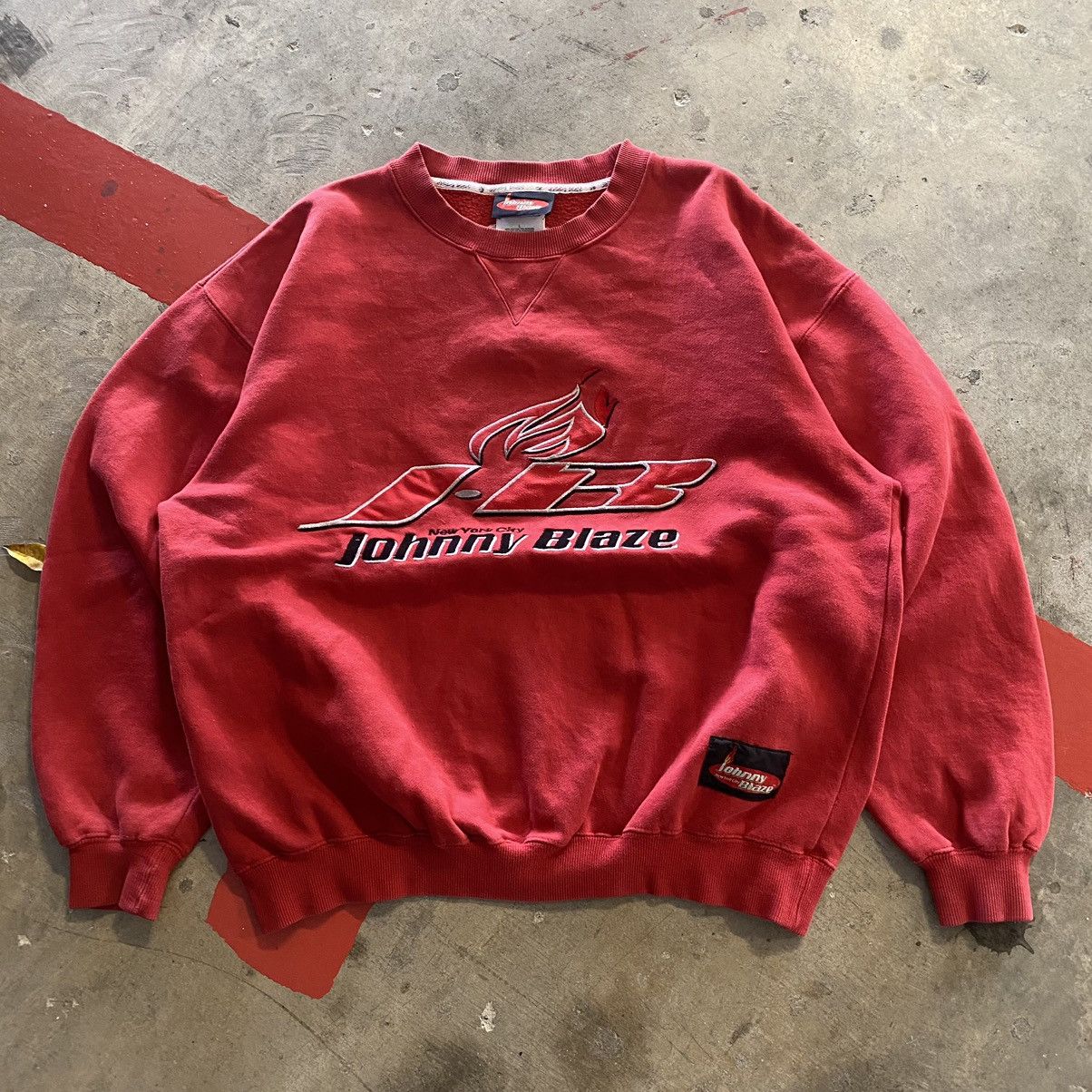 image of Band Tees x Vintage Johnny Blaze Nyc X Method Man X Wu Tang Sweatshirt in Red, Men's (Size Large)
