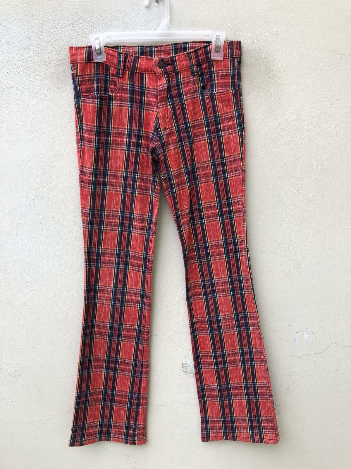 Designer Vintage PARTY TICKET Japan Tartan Check Stretch Flare Pant Size US 28 / EU 44 - 6 Thumbnail
