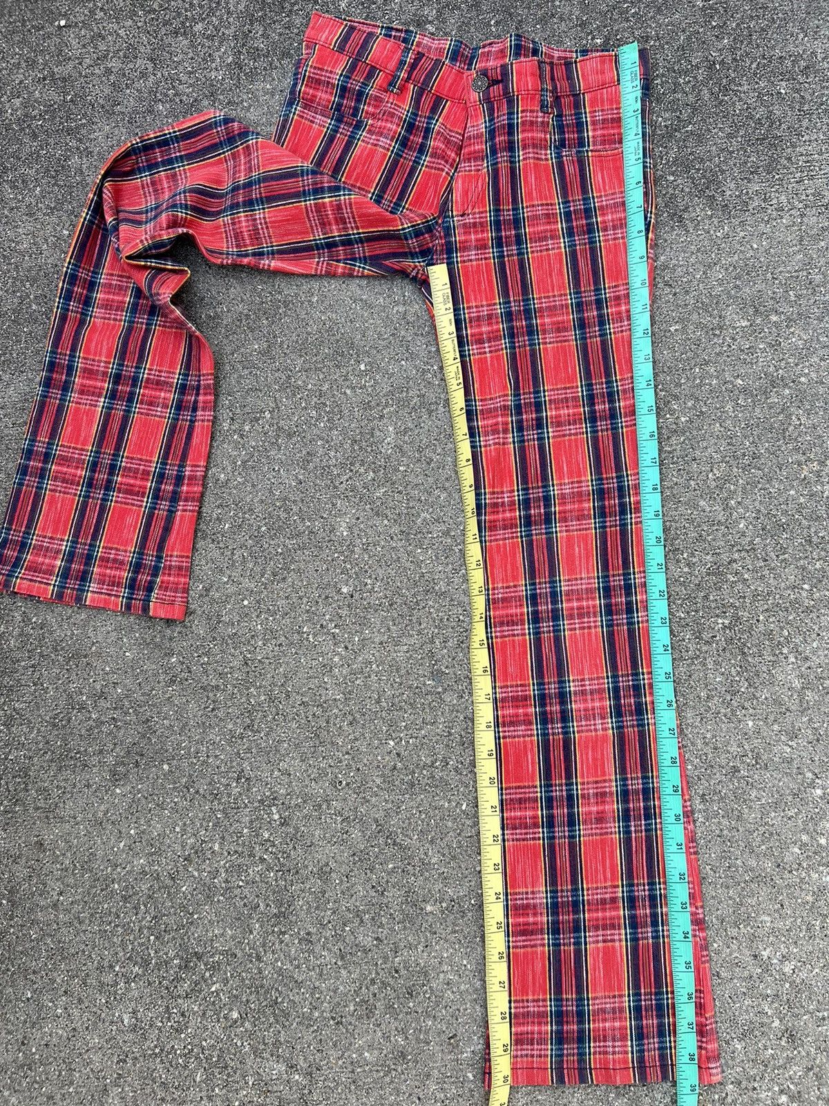Designer Vintage PARTY TICKET Japan Tartan Check Stretch Flare Pant Size US 28 / EU 44 - 4 Thumbnail